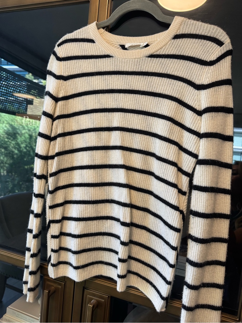 A.L.C. Striped Crewneck Sweater in Cream and Black